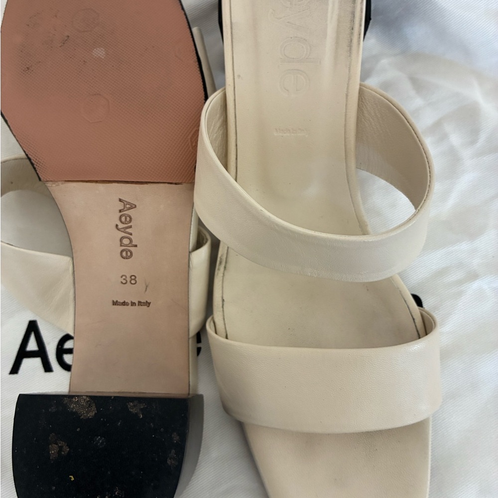 Aeyde Cream Leather Sandals EU 38, US 8. Made Italy. Like new - Picture 4 of 5